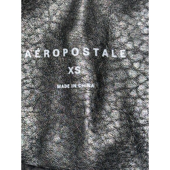 Aeropostale Faux Leather Moto Black Biker Style Jacket Zipper Pockets Sleev Stud - Picture 7 of 10